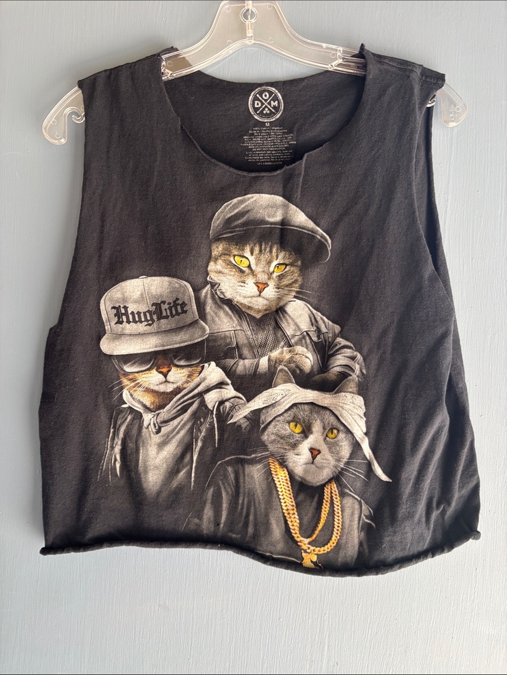 Black Cat Graphic hug life Tee with Yellow Accent Artwork
